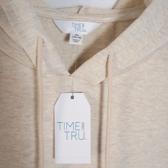 Time And Tru Women's Hooded Dress Oatmeal Heather XL NWT Casual Comfy - Picture 7 of 7